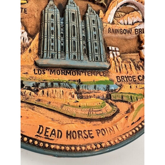 UTAH STATE vintage 3D Ceramic LANDMARKS COLLECTOR PLATE Wall Hanging Souvenir - Picture 2 of 8